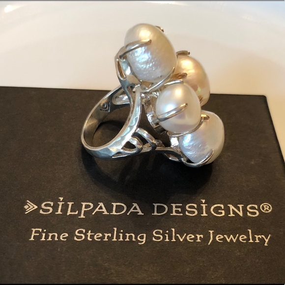 Rare Silpada Sterling Silver Pearl "Coastal” Ring R2940 Size 9 - Picture 2 of 14